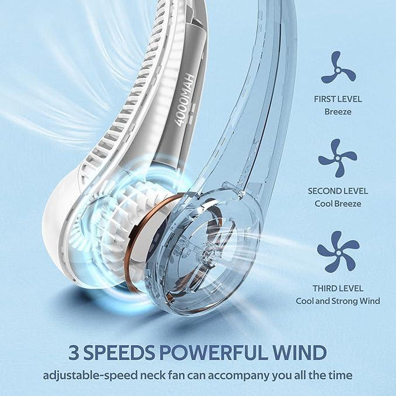 Stay Cool Anywhere! Hands-Free Neck Fan with Rechargeable Bladeless Technology - Perfect for Sports, Travel, and Office Use - Up to 8 Hours of Comfort on the Go