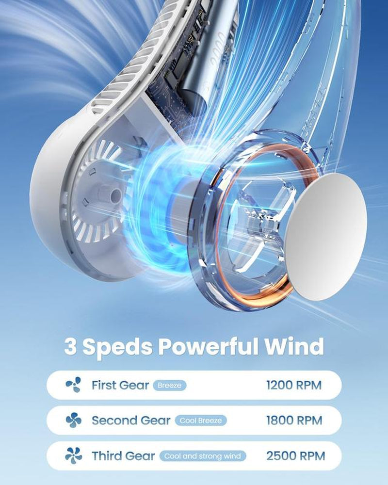 Stay Cool Anywhere! Hands-Free Neck Fan with Rechargeable Bladeless Technology - Perfect for Sports, Travel, and Office Use - Up to 8 Hours of Comfort on the Go