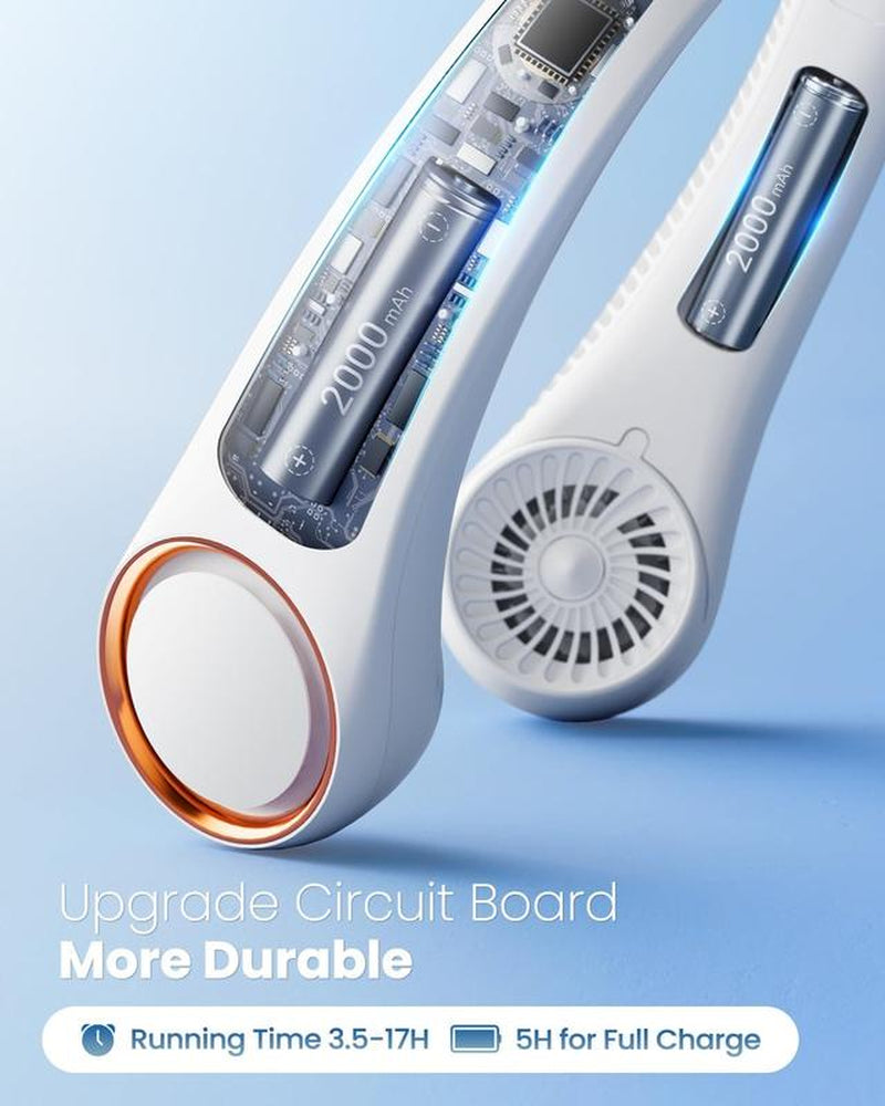Stay Cool Anywhere! Hands-Free Neck Fan with Rechargeable Bladeless Technology - Perfect for Sports, Travel, and Office Use - Up to 8 Hours of Comfort on the Go