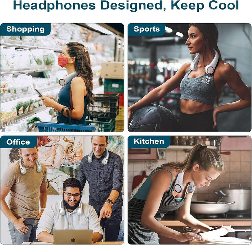Stay Cool Anywhere! Hands-Free Neck Fan with Rechargeable Bladeless Technology - Perfect for Sports, Travel, and Office Use - Up to 8 Hours of Comfort on the Go