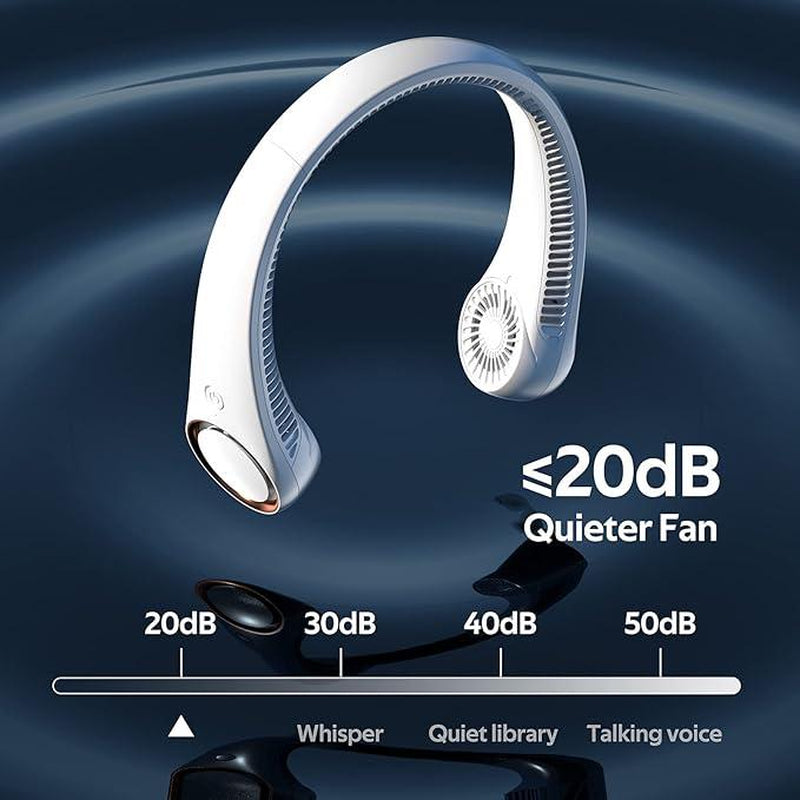 Stay Cool Anywhere! Hands-Free Neck Fan with Rechargeable Bladeless Technology - Perfect for Sports, Travel, and Office Use - Up to 8 Hours of Comfort on the Go