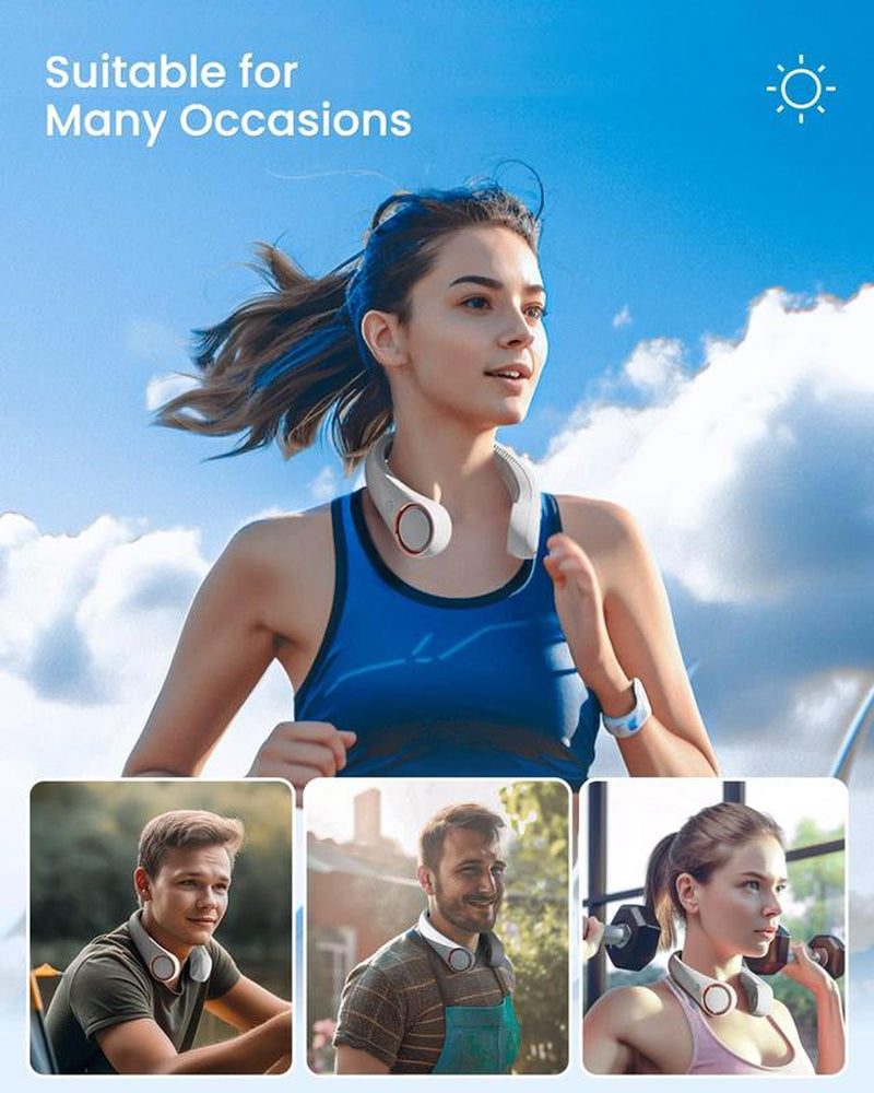 Stay Cool Anywhere! Hands-Free Neck Fan with Rechargeable Bladeless Technology - Perfect for Sports, Travel, and Office Use - Up to 8 Hours of Comfort on the Go